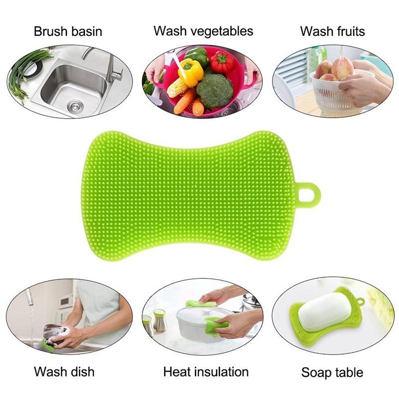Silicone Sponge, Kitchen Dish Sponge Multipurpose Antibacterial Washing Brush Scruhbber