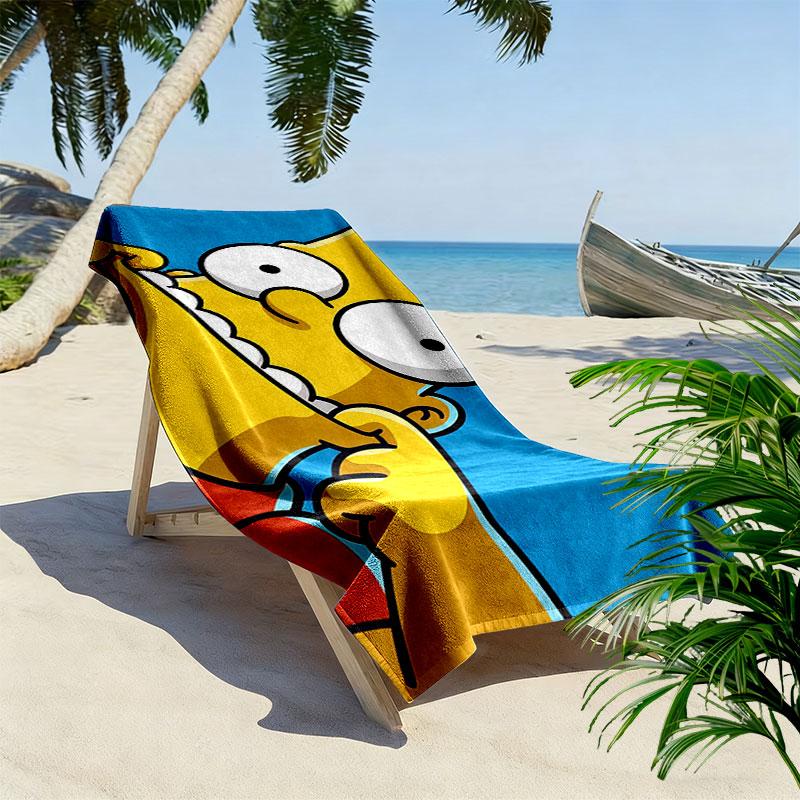 Bart Print Beach Towel, Large Soft Quick Dry Towel for Beach Camping Swimming