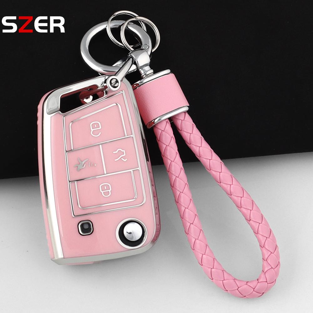 4 Buttons Tpu Car Key Case Cover Shell Fob For Volkswagen Vw Golf 7 Alltrack Mk7 Tiguan Seat Ateca Leon Ibiza Skoda Octavia