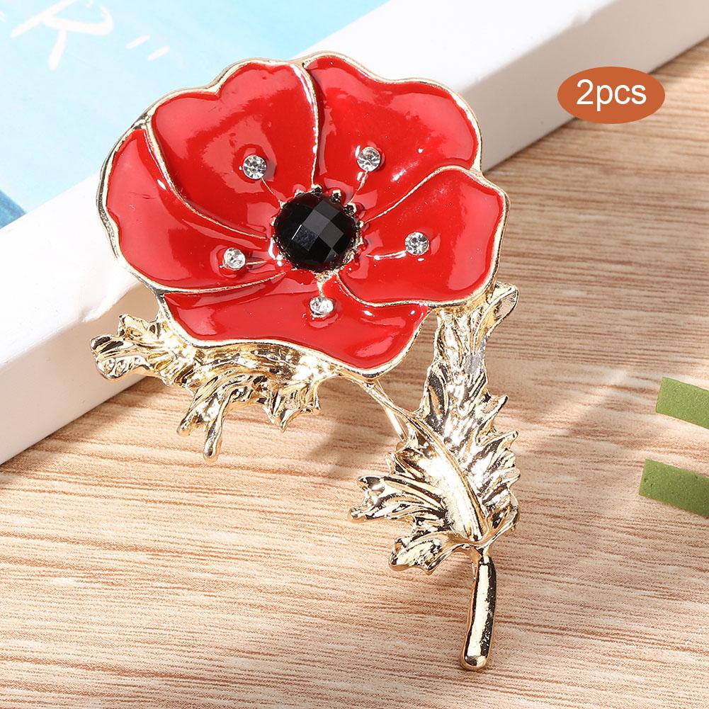 2Pcs Women Alloy Flower Elegant Rhinestones Pin Brooch Clothes Decoration Jewelry Accessory