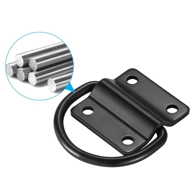 Heavy-Duty Bolt On D Rings Tie Down Securing Set of 6, Carbon Steel Swivel Rings with Four Hole Mounting Plate for Truck Bed Cargo & Trailer Tie Down