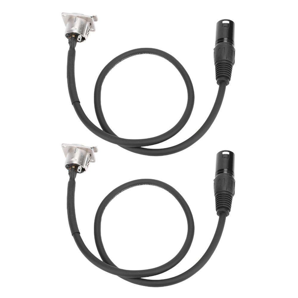 2 Pcs No Solder Panel Mount Adapter 0.6m / 1.97ft Mic Feed Thru Converter  for Patch Panel чёрный