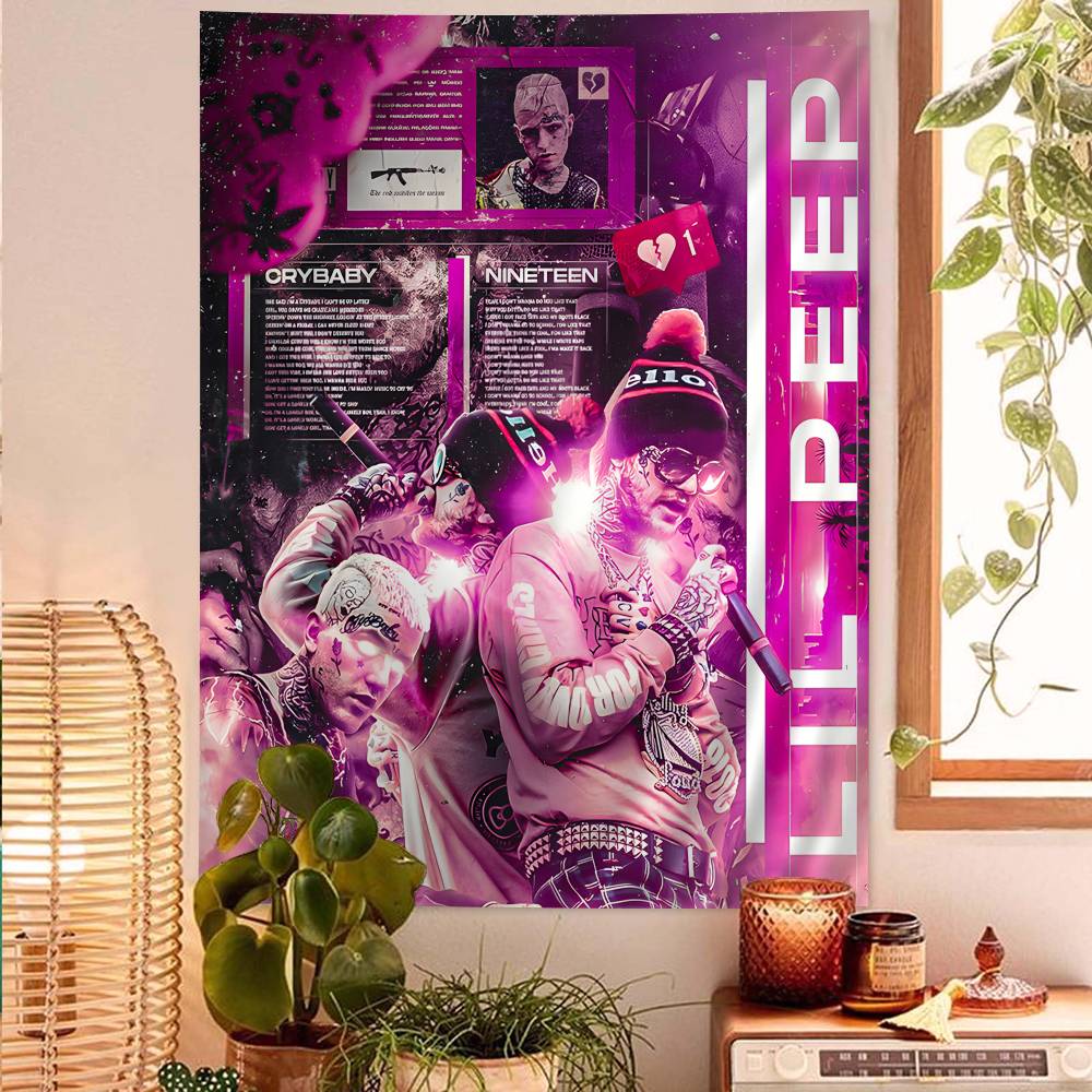 Hip Hop Rapper Lil Peep Printed Large Wall Tapestry Art Science Fiction Room Home Decor Decor Blanket