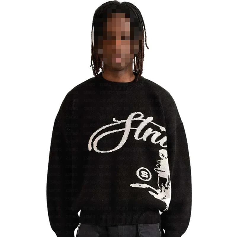European and American Autumn and Winter Street Fashion Personalized Jacquard Casual Knitted Pullover Sweater