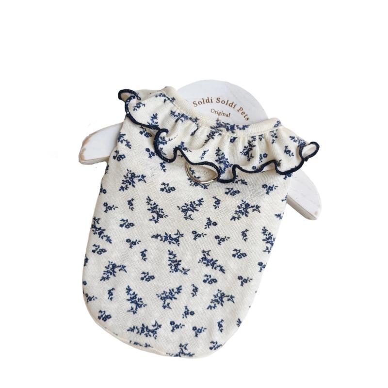 Spring and Summer New Style Dog T-Shirts Are Better Than Panda Mi's Floral Princess Dress Pet Clothing