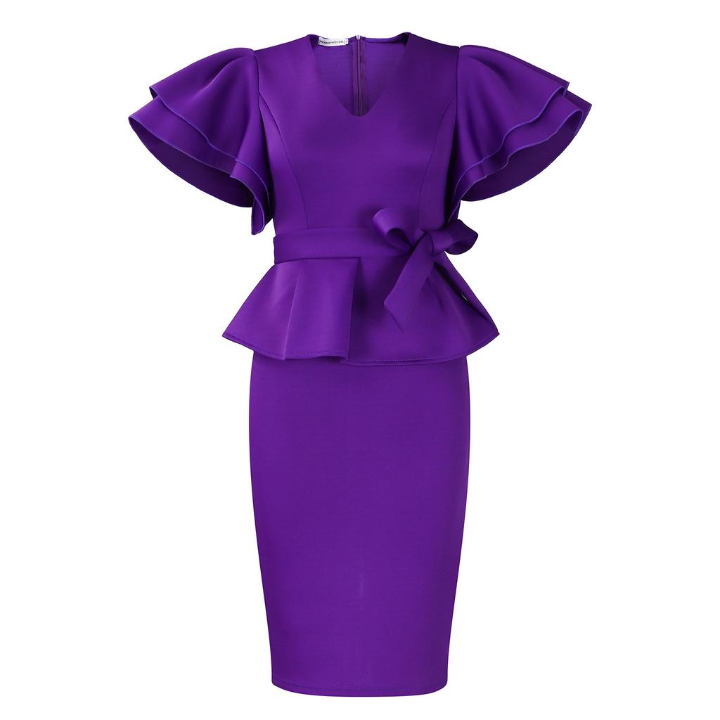 Women's Fashion Elegant Ruffle Leaf Slim Fit Dress Women's Dress Dress