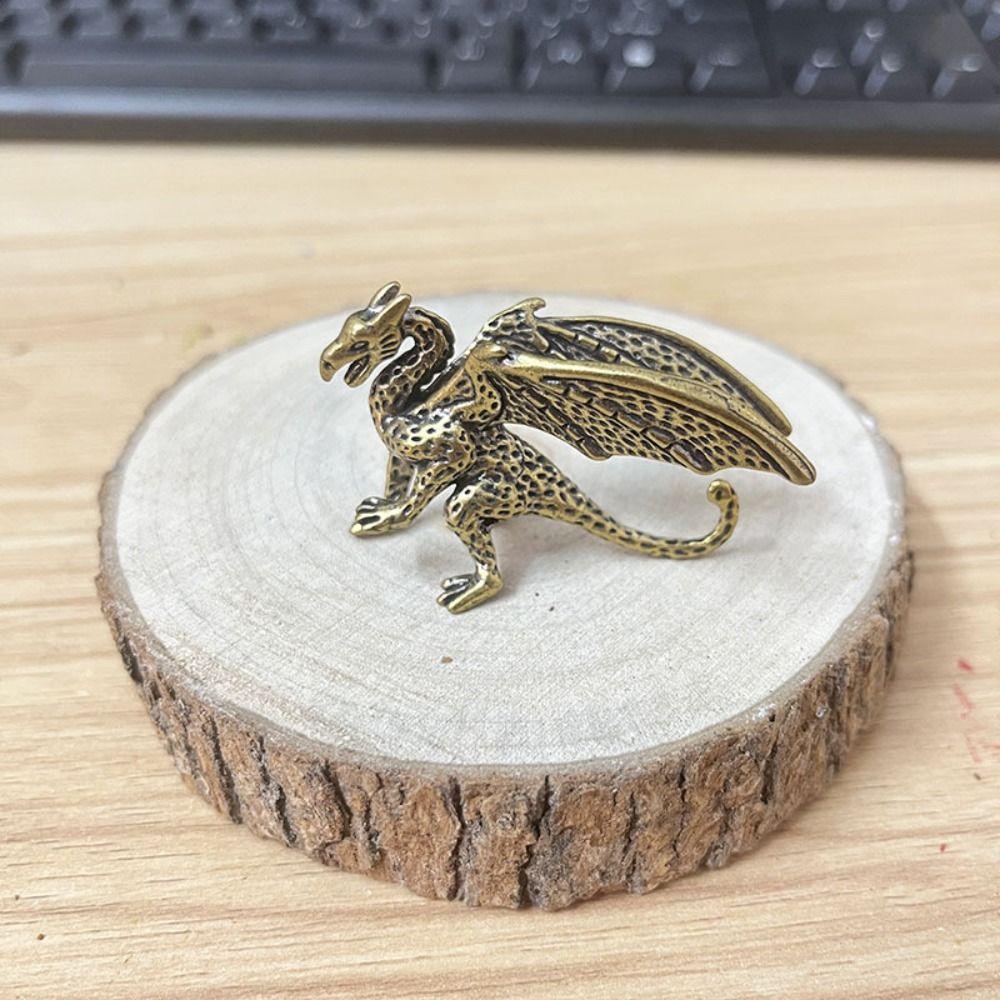 Solid Brass Pterosaur Statue Small Dragon Figurines  Home Desk Decorations