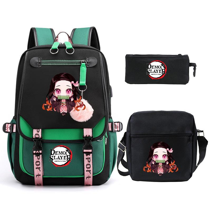 Riman peripheral printing fashion backpack cross-border campus primary and secondary school students schoolbag shoulder bag pencil bag three-piece set