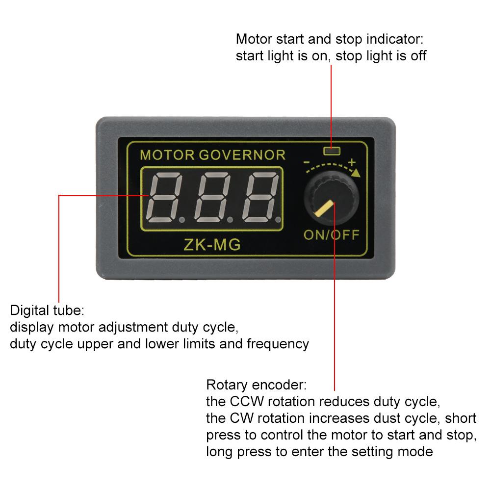 DC Motorstyring PWM Motorhastighetsregulator LED Lysdimmer Digital Skjerm Enkoder 5V 12V 24V