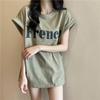 Women Spring Summer Letter Solid Color Short Sleeved T-shirt O-Neck Loose Blouses Pullover Top M-XXL