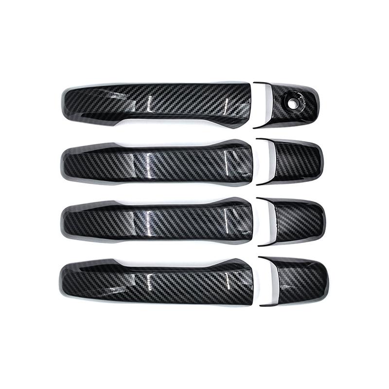 Door Handle Cover For Ford Explorer U502 2011~2018 Classic carbon Black Smart Stickers Trim Car Decorate Exterior