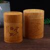 Carved Bamboo Tea Storage Box Lid Seal Tea Canister Food Spice Nut Box Organizer Kitchen Storage Jars Accessories