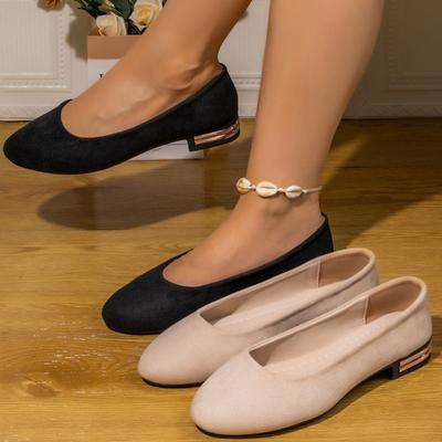 Dameneinzelne Schuhe mit dicken Absätzen Frühling Neu Wildleder Fuß Spitze Pumps Erbsenschuhe