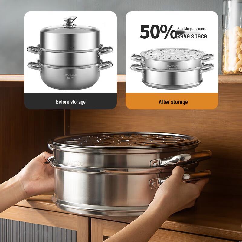 Neuer Chef 304 Edelstahl 2-Lagen Dampfgarer & Suppentopf