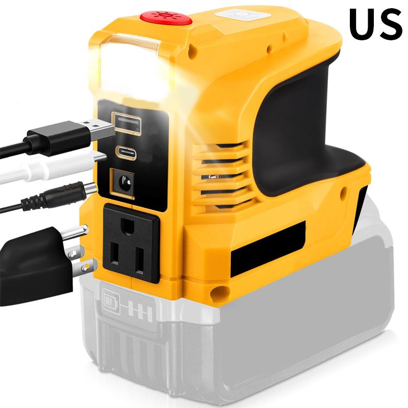 180W Power Adapter For Makita/Bosch/Dewalt/Milwaukee18V/20V Battery DC 20V to AC 110-120V Power Inverter with LED Light