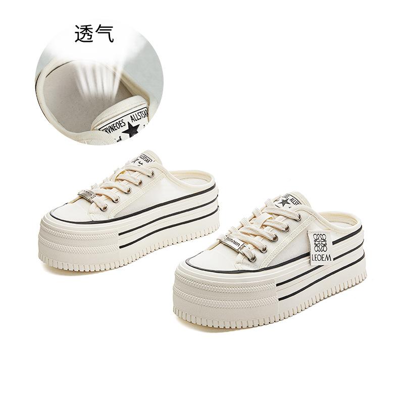 

Leather bag head slippers women s 2025 summer new thick-soled heightening sandals casual fashion half-drag high-end women s shoes 40 бежевый