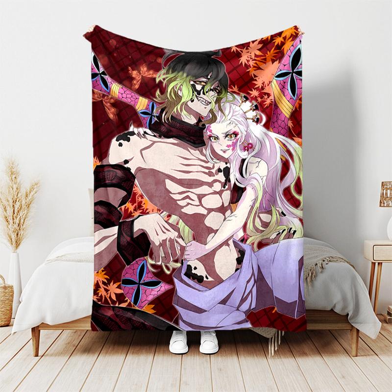 1pc Blanket Demon Slayer characters1 Print Design, Lightweight Blanket for Sofa, Bed- Soft &Warm, Gift for All Seasons like Christmas, Halloween