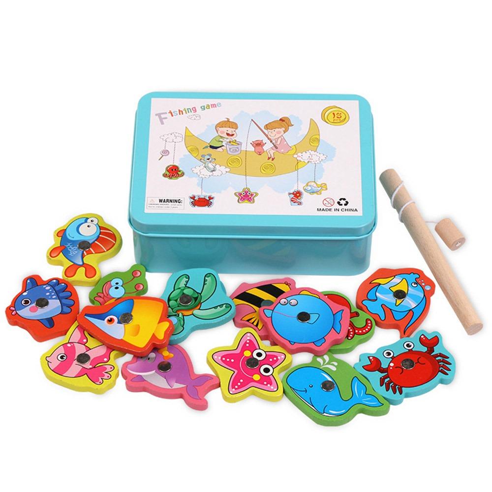 Wood Montessori Fishing Game Multicolor Fish Catching Game Educational Toy  Developmental Toy