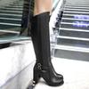 7/Högklackade damstövlar, enkla och eleganta, tjockklackade stövlar, nya höst- och vinterstövlar för dam