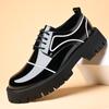 Leather Shoes Men's Casual British Platform Big Head Leather Shoes Fashion Trend Bright Leather Hairdresser Business Men's Shoes