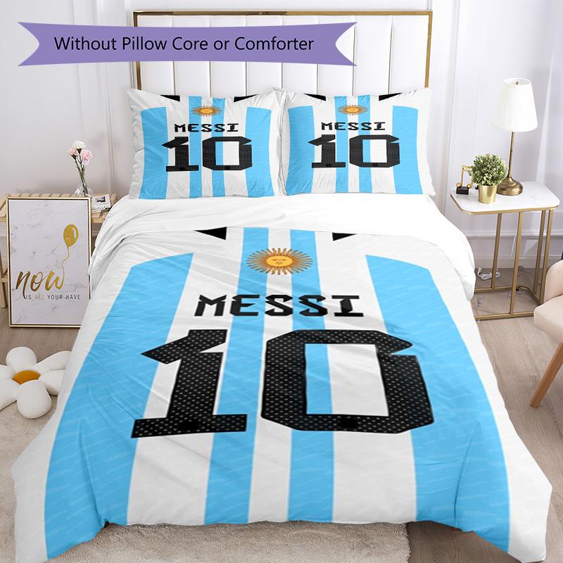 Football Messi Duvet Cover Set Design for Living Room Machine Washable Christmas Gift