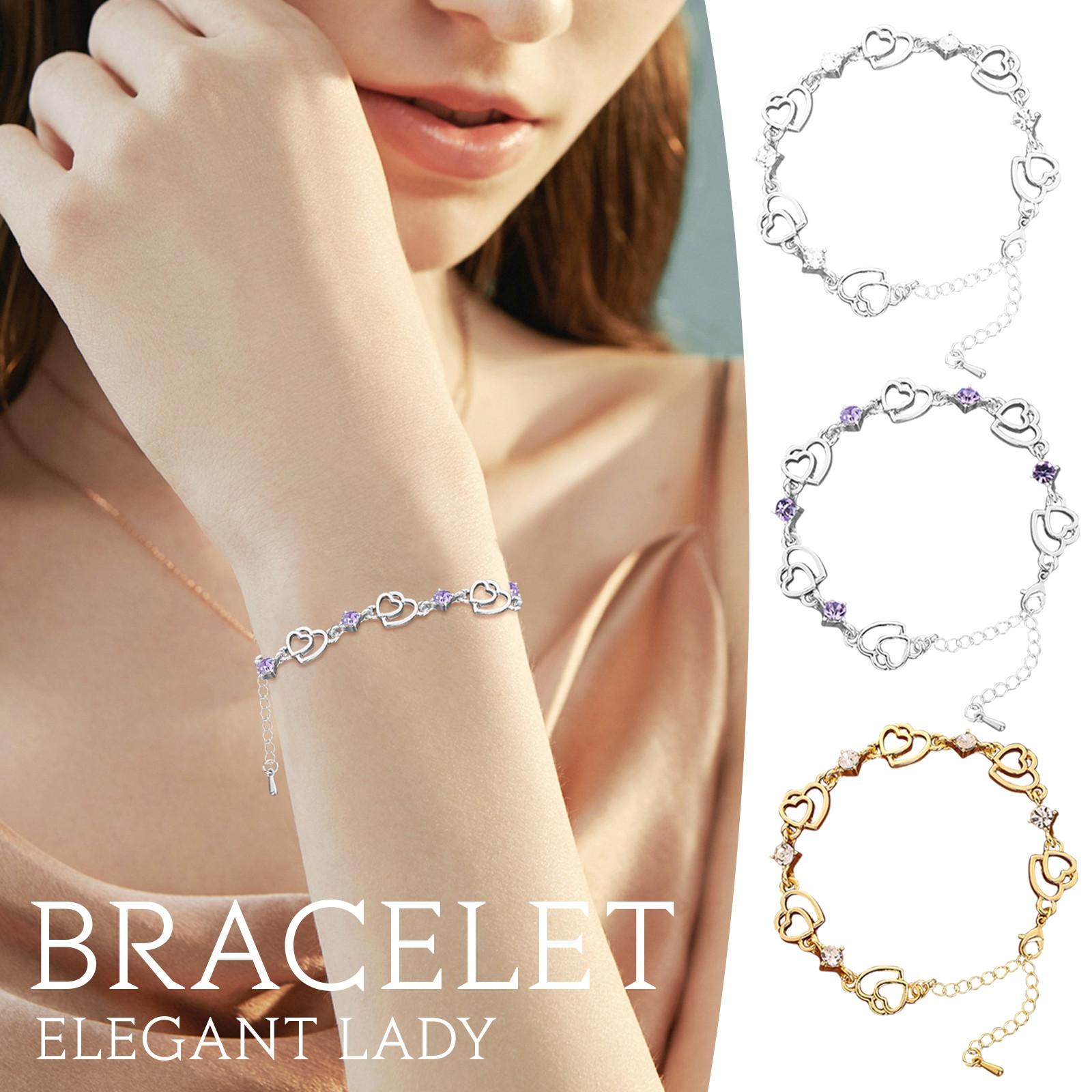 

Европейская и американская мода браслет с двумя сердечками, микробриллиантами, для девушек-студенток, сетка, красные украшения на руку. One Size