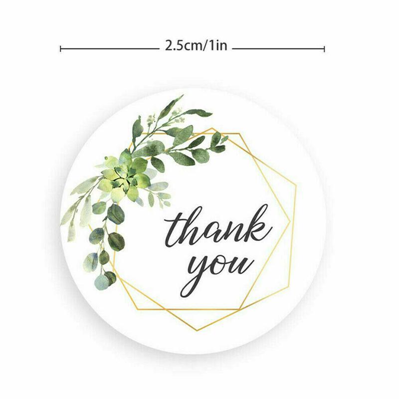 500 Pcs Floral Round Thank You Stickers Adhesive Labels Waterproof for Wedding Party Decorations Boutiques Wrapping Supplies