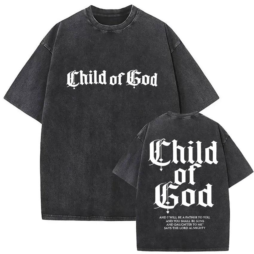 Vintage Washed Faith in God Christian Bible Verse Print T Shirts Men Womens Clothing Aesthetic Fashion Oversized Cotton Tshirt