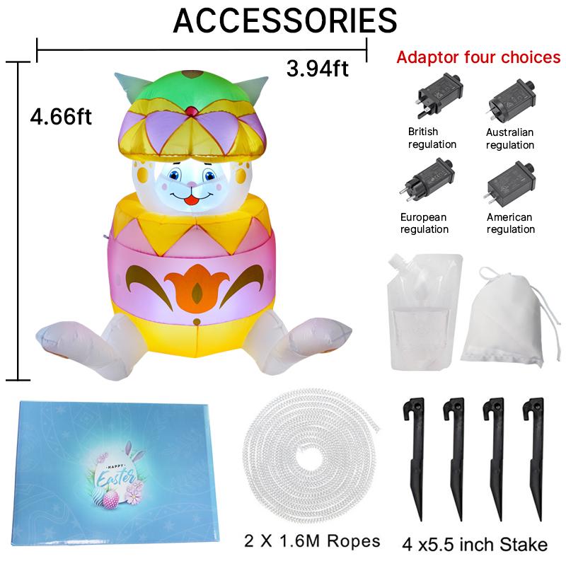 

1.5M/5FT Easter Diy Decorations Bunny with Egg Party Inflatable Toys Build in LED Lights Rabbit for Holiday Outdoor Garden Decor AU Plug