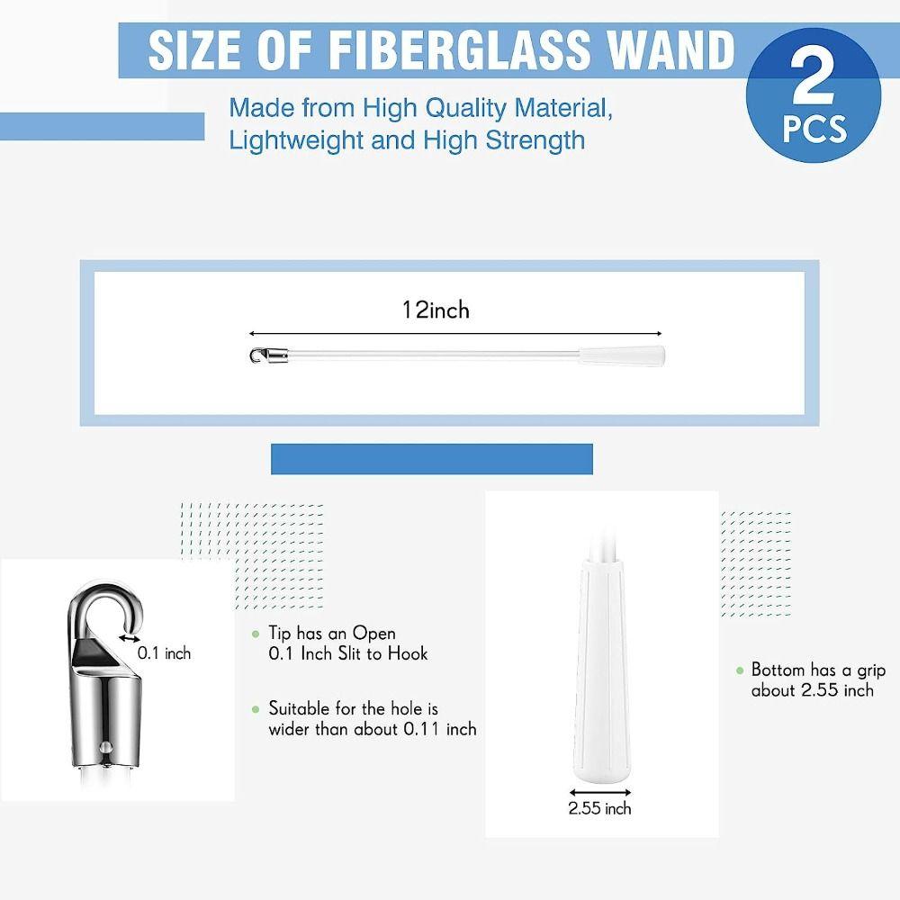 2 Pcs White Blinds Stick Alloy Curtain Stick Window Blind Alloy Hook Replacement Parts