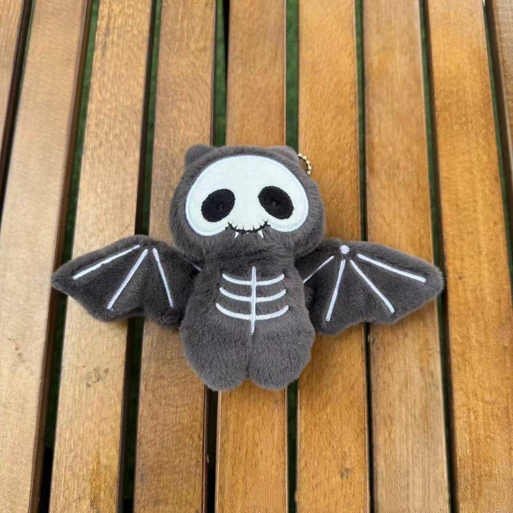 Lustige Cartoon Halloween Skelett Fledermaus Plüschpuppe Anhänger Schlüsselanhänger Kreativ Niedlich Rucksackzubehör Für Kinder Feiertagsgeschenke