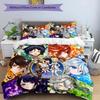 3pcs Duvet Cover Set (1*Duvet Cover + 2*Pillowcase, Without Core), Genshin Impact Print Bedding Set, Bedroom Decor, All‑Season, Birthday Gift