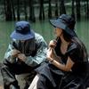 Outdoor sunscreen hat Men's summer visor Thin breathable bucket hat Mountaineering cowboy hat Female cycling