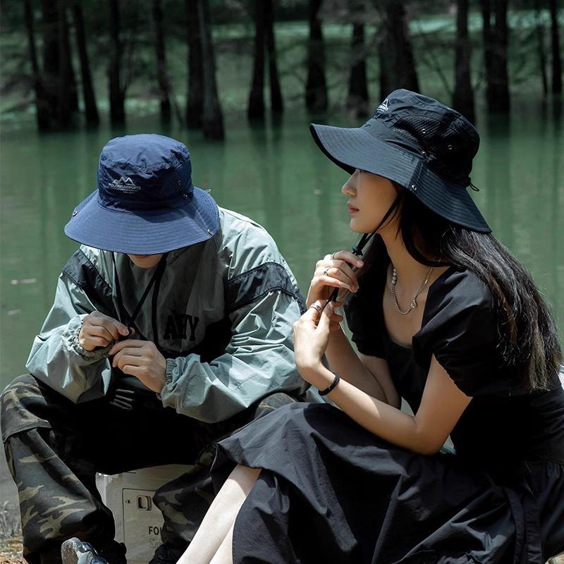 Outdoor sunscreen hat Men's summer visor Thin breathable bucket hat Mountaineering cowboy hat Female cycling