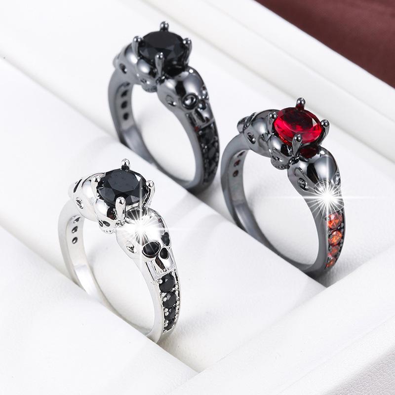 Vintage Skull Zircon Punk Women's Ring