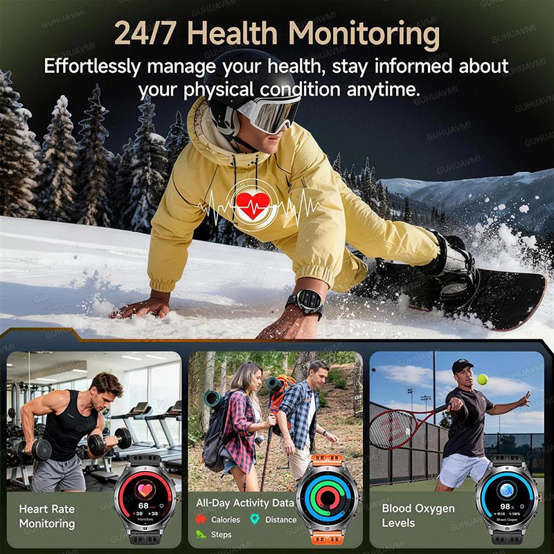 New 1000mAh Big Battery GPS Smart Watch Men 10ATM Waterproof Rugged Military Clock Map Path Tracking Bluetooth Call Smartwatch