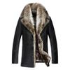 Giacca da uomo invernale integrata in pelliccia con colletto in peluche Giacca in pelle Cappotto casual da uomo con risvolto Cappotto di media lunghezza
