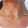 Surfer Girl Necklace Beach Jewelry Initial Necklace for Girlfriend Seashell Letter Choker Women Gift Starfish Pearl Accesorios