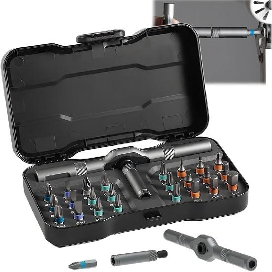 Diy Screwdriver 24 In 1, Upgrade 24 In 1 Multi Bit Magnetic Screwdriver Set, Magnetic Screw Driver Set, Multi-purpose Ratchet Wrench Screwdriver S2 1PCS