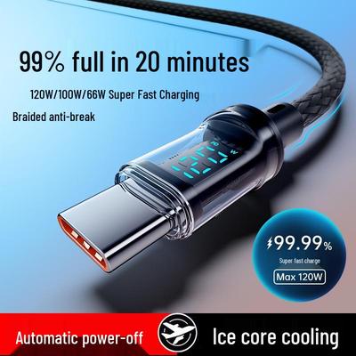 120W dvigubos galvutės Type-C greito įkrovimo laidas Apple 15/16 ir Huawei Honor telefonams