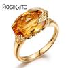 WOSIKATE Trendy Citrien Edelsteen Vergulde Ring Voor Vrouwen Mode Sieraden Verlovingsring Cadeau Accessoires