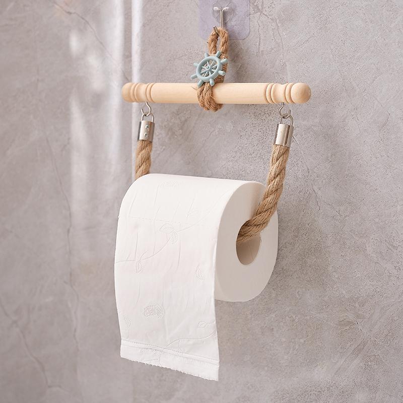 Mediterranean Hand-woven Japanese-style Roll Paper Rack Toilet Punch-free Toilet Tissue Holder Toilet Paper Rack Rack