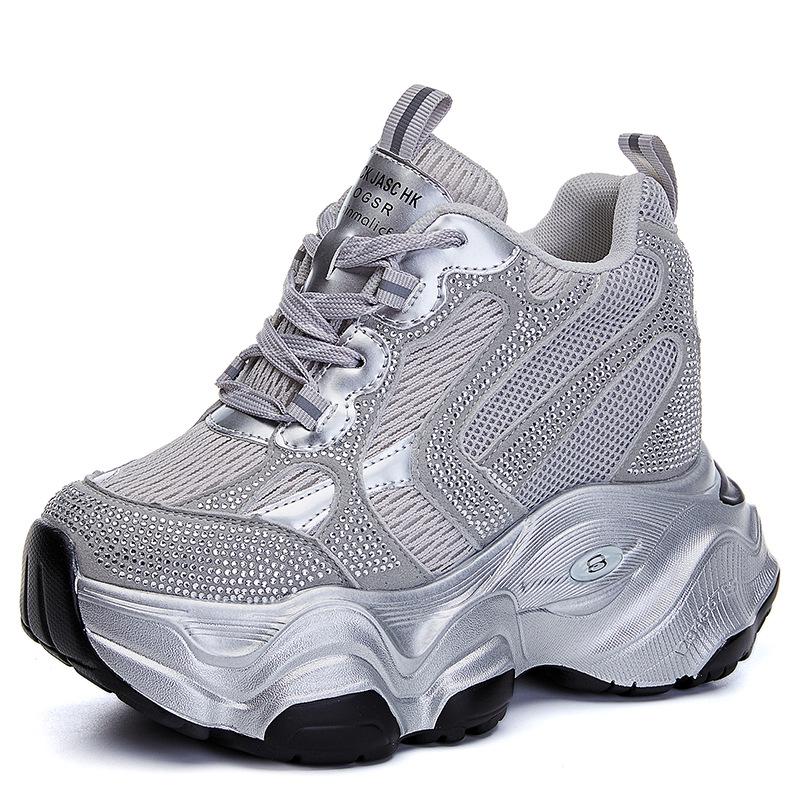 Women's 12cm Breathable Mesh Platform Sneakers A8935 - Casual Sports Shoes In Small Sizes