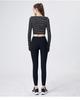 Women's Spring Striped Slimming Yoga Crop Top with Thumb Holes - Long Sleeve Fitness Shirt