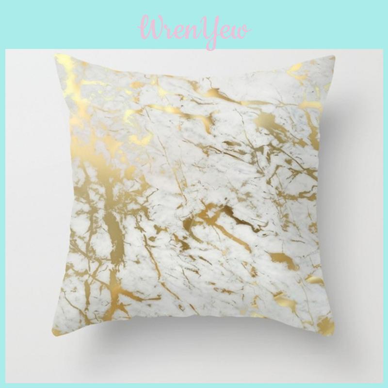 Elegant Marble Pattern Square Cushion Cover Made From Soft Peach Skin Fabric 18 Inches