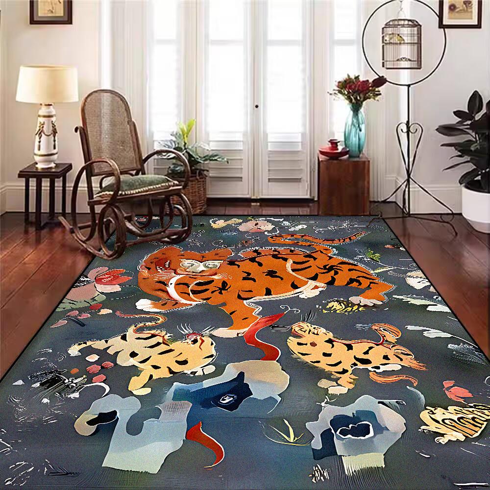 Home Decoration Luxury Retro Persian Carpet for Living Room Big Size Tiger Pattern Non-slip Mat for Kids Office Lounge Decor Rug