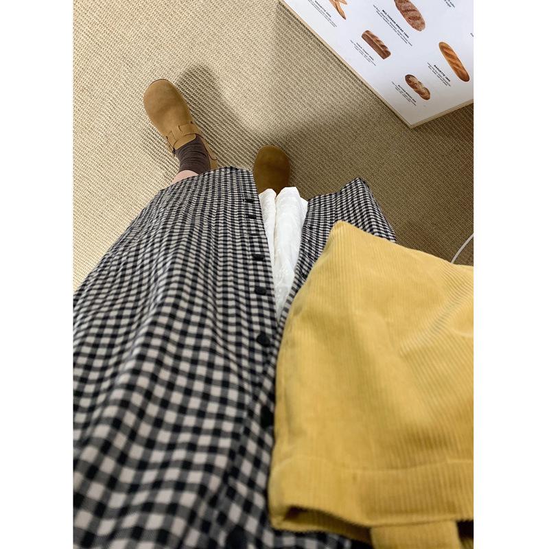 [Original Fabric] Plaid Long Sleeve Shirt Skirt Women's Autumn Stack Wear Lazy Wind Small Student Temperament Dress