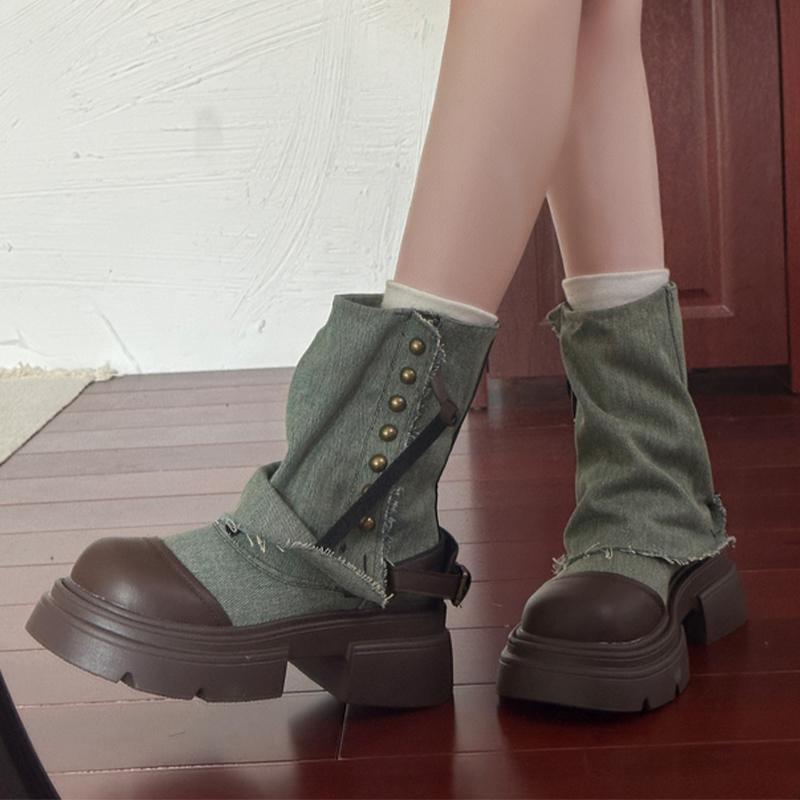 Cowboy Boots for Women Flats Platform Casual Designer Ankle Boots Winter Woman Shoes 2025 Goth Chelsea Botas De Mujer