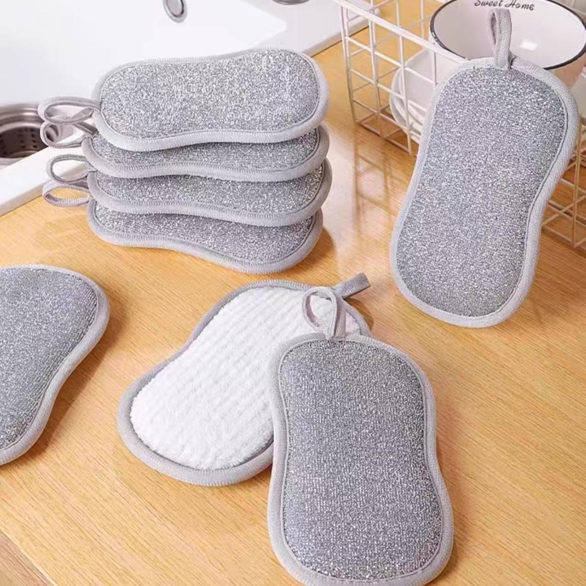 Double-Sided Thickened Dishwashing Sponge and Scouring Pad. 7.5*10 cm, Single Weight ~12g