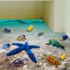 Aftagelig Strand Hav 3D Vægklistermærke, 60x90cm, Vandtætte Søstjerne Gulvklistermærker Vægdekorationer til Børneværelse Vuggestueindretning